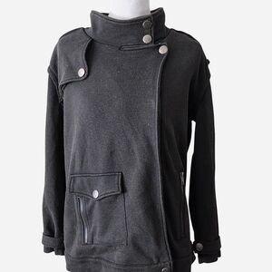 POL Charcoal Asymmetrical Button Jacket